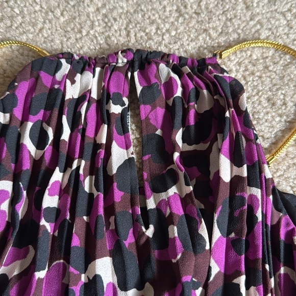 Trina Turk Purple Pleated Gold Chain Strap Tank Top – Size Large - Picture 9 of 12